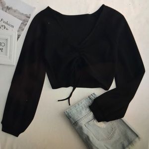 Textured Knitted Gathered Top